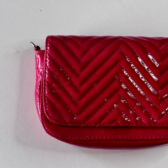 Big Buddha Hot Pink Patent Leather Quilted Purse Short & Long Chain AS IS - Picture 10 of 15